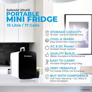 Subcold Ultra 15L Mini Fridge - Black