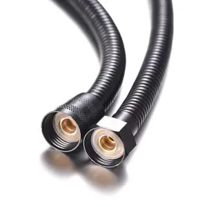 Nes Home Bathroom 1.2M Black Stainless Steel Flexible Shower Bidet Hose Double Interlock