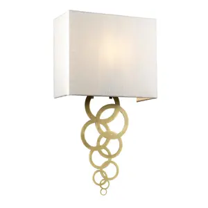 Elstead Rosa Medium 1 Light Wall Light, Aged Brass, Ivory Faux Silk Shade