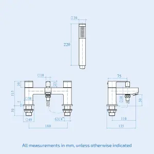 Nes Home Aldo Basin & Bath Shower Mixer Tap with Basin Waste Chrome