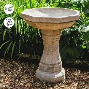 Classic Octagonal Design Garden Birdbath