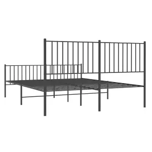 Berkfield Metal Bed Frame with Headboard and Footboard Black 150x200 cm