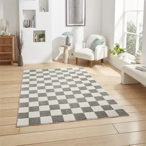 Baltimore 66618 Checkerboard Geometric Modern Rugs in Green - 160x220cm