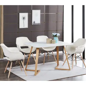 Single Olivia Fabric Dining Chair Upholstered Dining Room Chairs, Cream