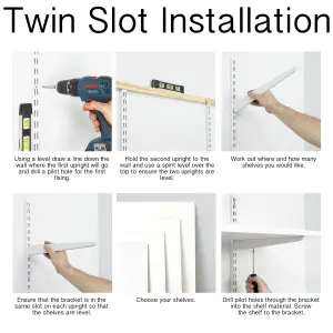 EAI - White Twin Slot 3 Shelf Kit Pack - 6 x Brackets & 2 x Uprights For 300mm Shelves