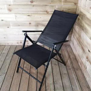 Multi Position High Back Reclining Garden / Outdoor Folding Chair in Black