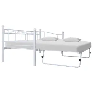 Berkfield Bed Frame White Steel 180x200/90x200 cm 6FT Super King