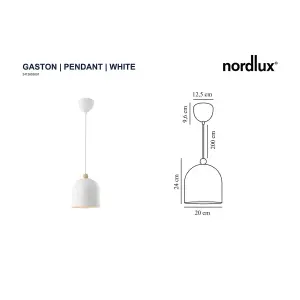 Nordlux Gaston Indoor Dining Living Kitchen Hallway Pendant In White (Diam) 20cm