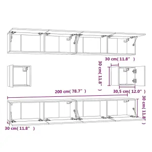 Berkfield 6 Piece TV Cabinet Set Black Engineered Wood