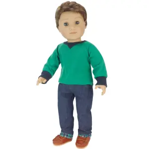 Sophia's by Teamson Kids Shirt, Jeans, and Penny Loafers Set for 18" Boy Dolls