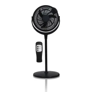 Floor or Desktop Mounted Cooling Fan with 3 Speeds, Timer, Adjustable Height and Head & Remote Control - H74-129 x W46 x D46cm