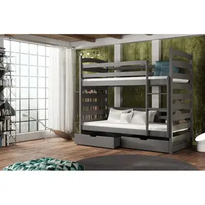 Teme Single (3') Bunk Bed with Drawers Graphite