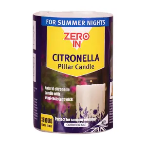 2x Natural Citronella Outdoor Pillar Candle Wind Resistant Garden Candle 38H