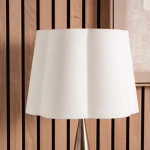 30cm White Handloom Tapered Scalloped Lamp Shade