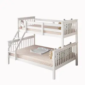 Wooden Triple Bunk Bed Children Bedroom Furniture pine Frame 3FT Single 4FT6 Double 3 Sleeper Kids Bed