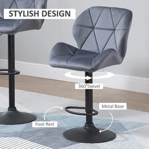 Nussbaum Height Adjustable Swivel Bar Stool (Set of 2) Grey