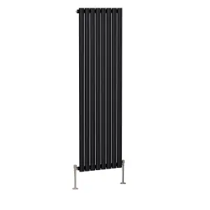 Right Radiators 1600x472mm Vertical Single Oval Column Designer Radiator Black