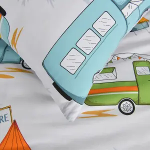 Smart Living Luxury Reversible Polycotton Easy Care Bedding Quilt Cover, Textured Duvet Cover Set, Bed Covers - Campervan