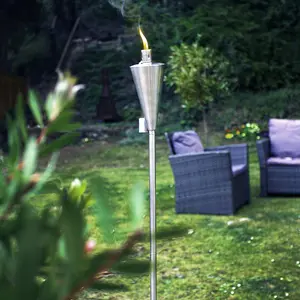 Harbour Housewares - Metal Garden Torch - Cone - Silver