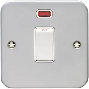 1 Gang 20A Single Light Switch & Neon HEAVY DUTY METAL CLAD DP Appliance Rocker