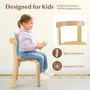 Costway 5-Piece Kids Table and Chair Set Children Wooden Activity Table 4 Curved Chairs