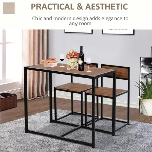 HOMCOM 3 Piece Dining Table Set with Metal Frame Natural