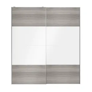 Atomia Panelled Grey & white oak effect High gloss 2 door Sliding Wardrobe Door kit (H)2250mm (W)2000mm