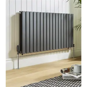 600mm (H) x 1190mm (W) - Anthracite Horizontal Radiator (Berlin) - Single Panel - (0.6m x 1.19m) - Depth 52mm