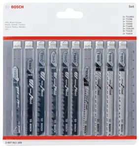 Bosch Professional 10pc Jigsaw Blade Set for Woodworking