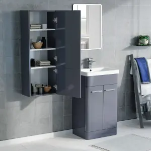 Nes Home 500mm Freestanding Grey Basin Vanity & 350mm Wall Hung Tall Cabinet Set