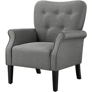 Yaheetech Dark Grey Modern Accent Chair Upholstered Roll Arm Polyester Fabrics Single Sofa