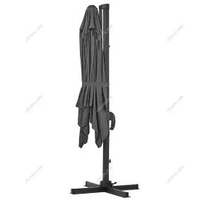 2.5M Dark Grey Rotatable Crank Tilt Garden Roman Umbrella Cantilever Parasol with Fillable Base