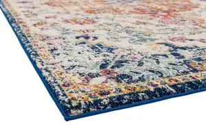 Multi Traditional Easy To Clean Floral Rug Dining Room-160cm X 230cm