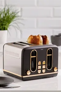 Next Black/Copper Electric 4 Slice Toaster - Black/Copper