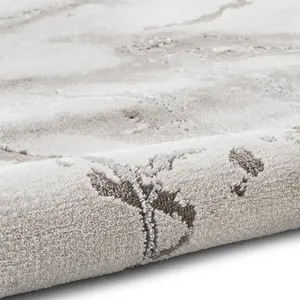 Ivory Silver Abstract Modern Easy to clean Rug for Dining Room Bed Room and Living Room-200cm X 290cm