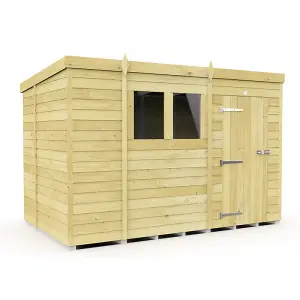 10 x 6 Feet Pent Shed - Single Door With Windows - Wood - L178 x W302 x H201 cm