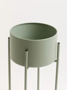 Interiors by Premier Sturdy Large Green Floor Standing Planter, Contemporary Outdoor Pot For Flowers, Durable Floor Planter