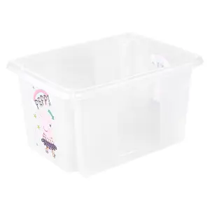 Keeeper Set of 2 Peppa Pig Turn Around Stackable Box 15 Litre with Lid - Natural Transparent