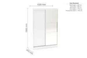 Birlea Lynx 2 Door Sliding Wardrobe With Mirror White