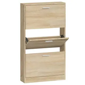 Berkfield Shoe Cabinet Oak 59x17x108 cm Engineered Wood