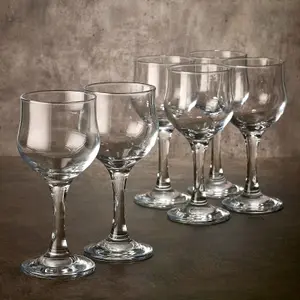 Queensway Home & Dining Height 16cm Set of 6 Stemmed Red Wine Liquor Glasses Clear Dishwasher Safe Boxed Set