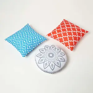 Homescapes Blue Geometric Outdoor Cushion 45 x 45 cm, Set of 2