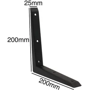 EAI Strong Shelf Bracket Mitre Reinforced Hi-Load Pattern - 200 x 200mm - Black - Pack of 10