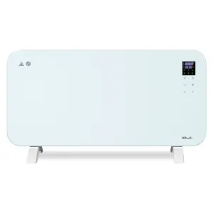 TCP Smart WiFi Glass Panel Heater 2000W, Alexa Compatible, Open Window Detector, Wall Mounted & Freestanding White Heater.