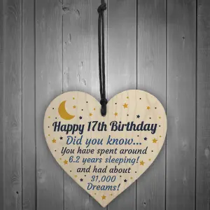 Red Ocean 17th Birthday Card For Daughter Son Wooden Heart Novelty 17th Gift Keepsake