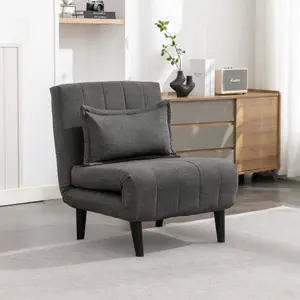 Harper 1 Seater Folding Clic Clac Fabric Living Room Lounge Futon Sofa Bed Charcoal