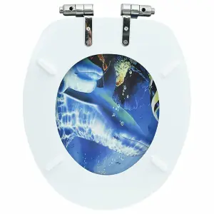 WC Toilet Seat with Soft Close Lid MDF Dolphins Design