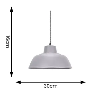 ValueLights Morris Grey Metal Hanging Pendant Ceiling Light Fitting for Living Room Kitchen - LED Bulb Included