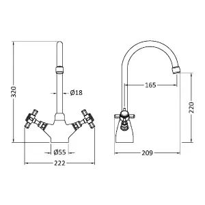 Astini Victoria Brushed Nickel Kitchen Sink Mono Mixer Tap