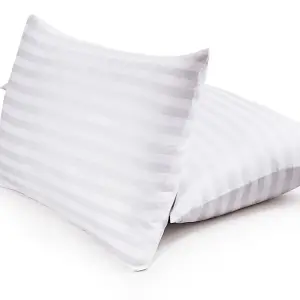 Medium Support Satin Stripe Pillow, Hypoallergenic, Comfy, Deep Fill Pillow Pair